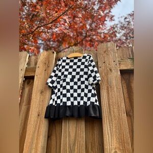 Toddler Girl Checkered Black and White Top